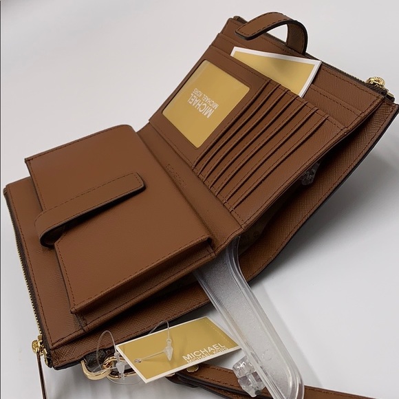 MICHAEL KORS LG DOUBLE ZIP WRISTLET BROWN - Picture 10 of 16